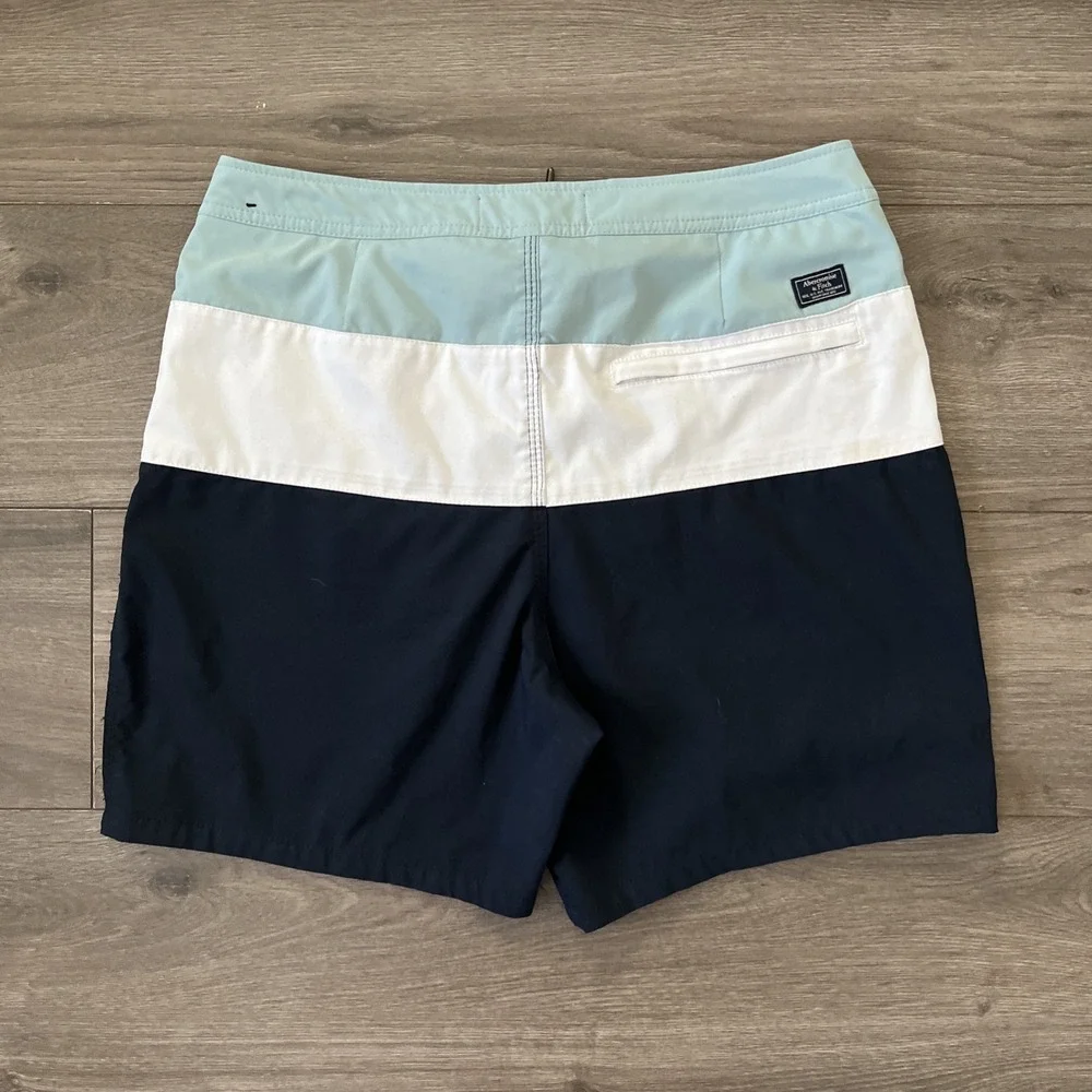 Abercrombie & Fitch Mens Sz 32 Lined Boardshorts Green White Blue